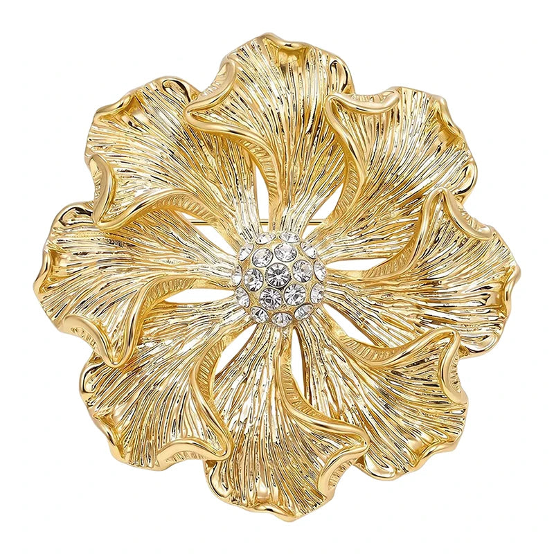 Openwork Textured Petal Flower Brooch