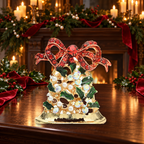Jeweled Christmas Bells and Holly Brooch styled in a thematic scene