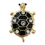 Jeweled Enamel Turtle Brooch — Black