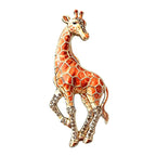 Jeweled Long-Neck Giraffe Brooch — Brown