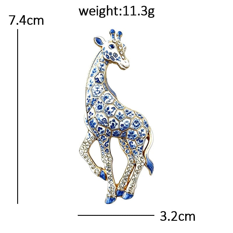 Jeweled Long-Neck Giraffe Brooch dimensions