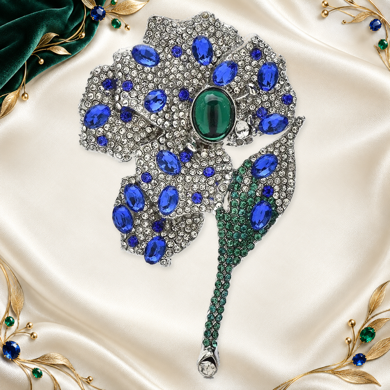 Jeweled Orchid Flower Stem Brooch styled product image