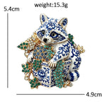Jeweled Raccoon with Grapes Brooch dimensions
