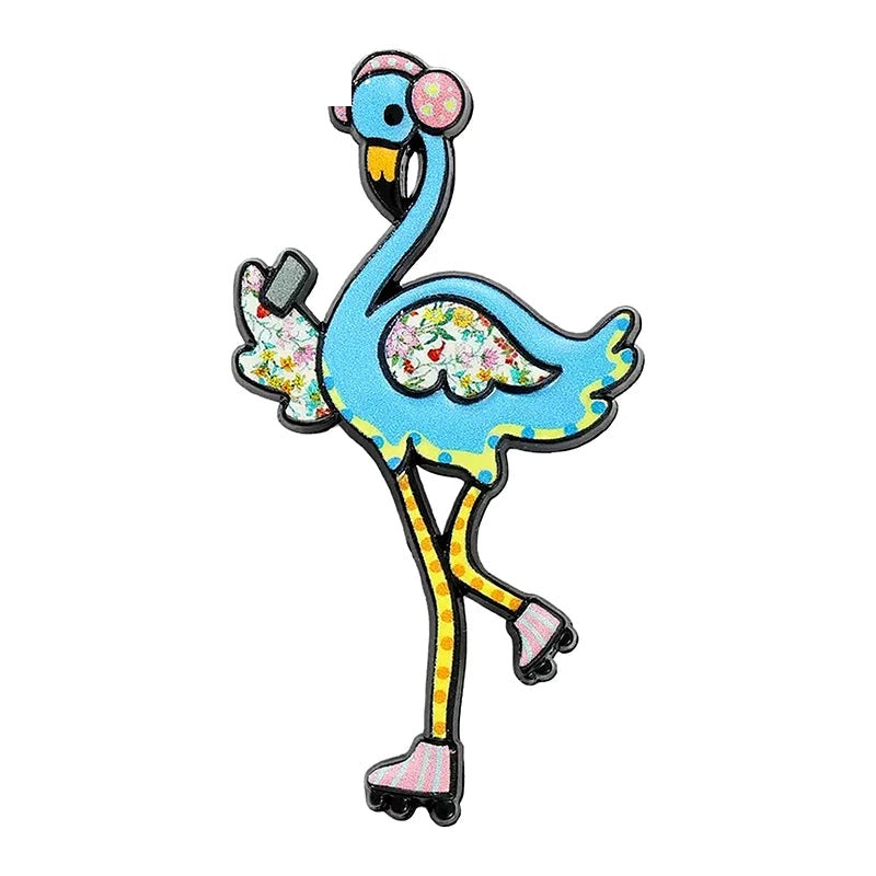 Music-Loving Flamingo Brooch — Blue