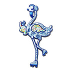 Music-Loving Flamingo Brooch — Blue & White