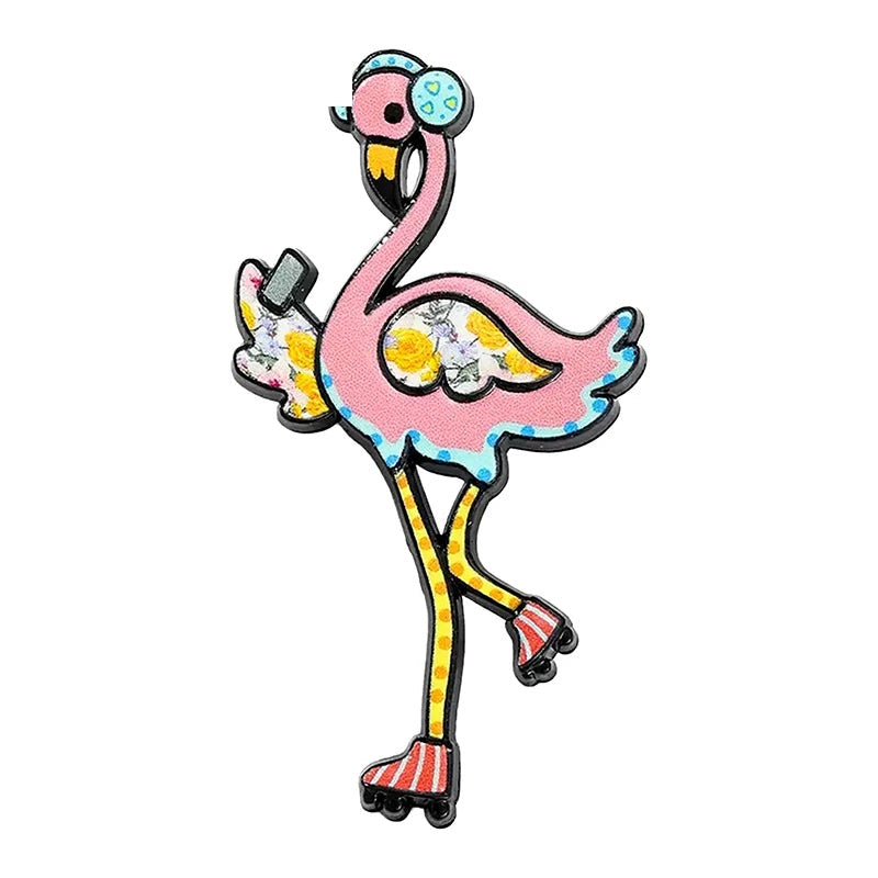 Music-Loving Flamingo Brooch — Pink