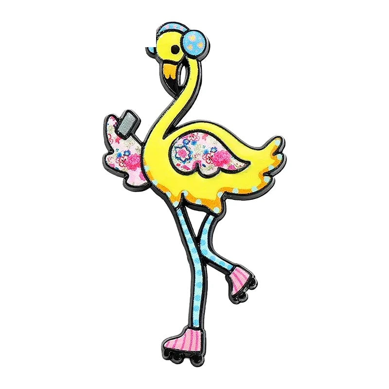 Music-Loving Flamingo Brooch — Yellow