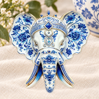 Ornate Floral Elephant Head Brooch on an ivory themed backdrop