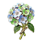 Pastel Rhinestone Hydrangea Bouquet Brooch — Blue & Green