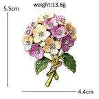 Pastel Rhinestone Hydrangea Bouquet Brooch dimensions