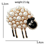 Pearl-Look Sheep Brooch dimensions