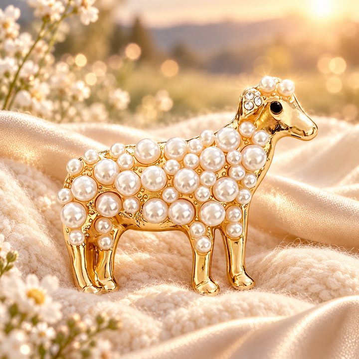 Petite Pearl-Look Sheep Brooch