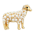 Petite Pearl-Look Sheep Brooch — Gold