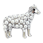 Petite Pearl-Look Sheep Brooch — Silver