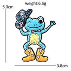 Playful Frog in a Floral Hat Brooch dimensions