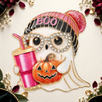 Playful Halloween Character Brooch on a motif themed ivory backdrop