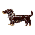 Polka-Dot Dachshund Brooch — Brown