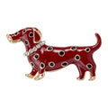 Polka-Dot Dachshund Brooch — Red