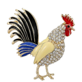 Rhinestone Rooster with Enamel Tail Brooch