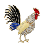 Rhinestone Rooster with Enamel Tail Brooch