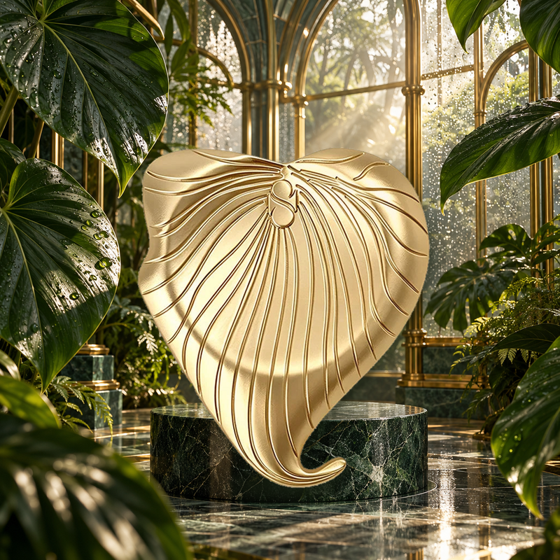Sculpted Heart-Shaped Leaf Brooch styled in a thematic scene