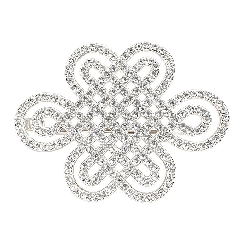 Silver-Tone Chinese Knot Brooch — Silver Tone