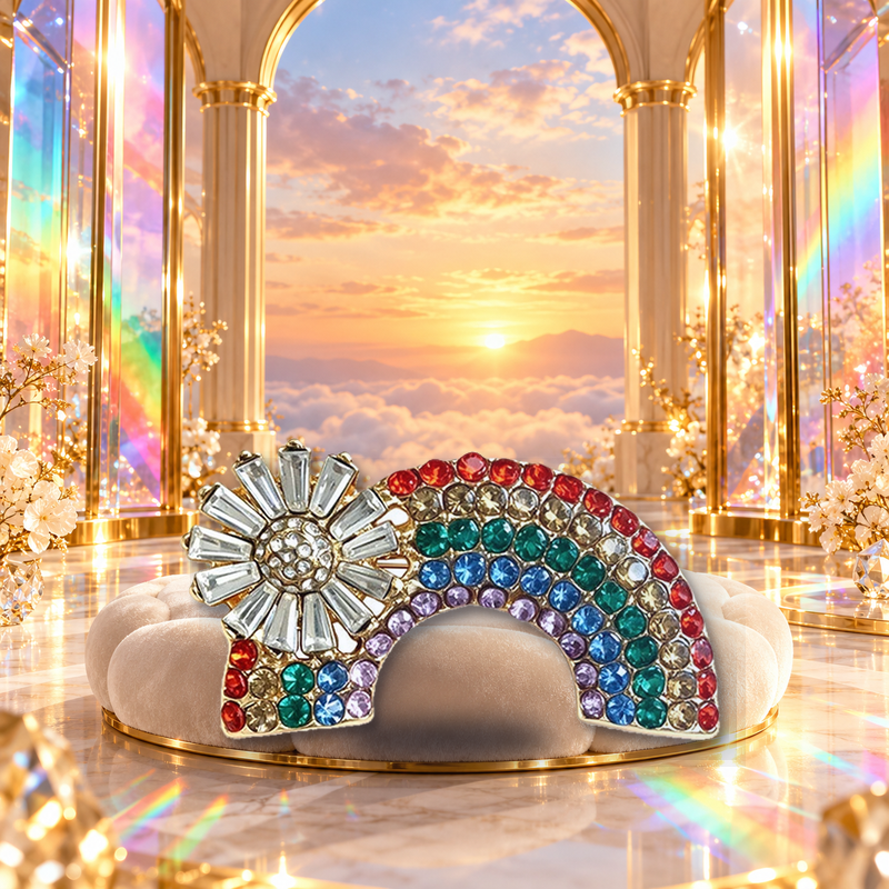 Sparkling Rainbow with Sun Brooch styled in a thematic scene