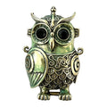 Steampunk Owl Brooch — Antique Green
