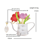 Tulip Watering Can with Pearl-Look Drop Brooch dimensions