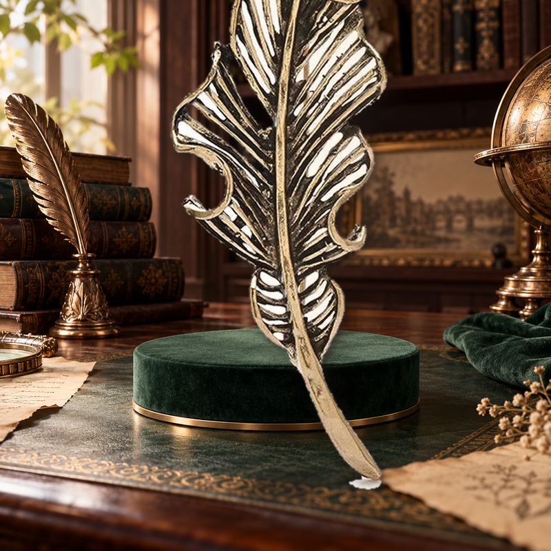 Vintage Openwork Feather Brooch styled in a thematic scene