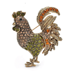 Vintage Rhinestone Rooster Brooch — Green