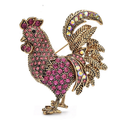 Vintage Rhinestone Rooster Brooch — Pink
