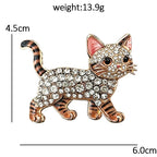 Walking Cat with Crystal-Look Body Brooch dimensions