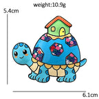Whimsical House-Carrying Turtle Brooch dimensions